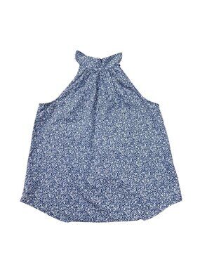 J.Crew Blue White Floral Cotton Stretch Women’s Halter Tank Top Blouse Size 4